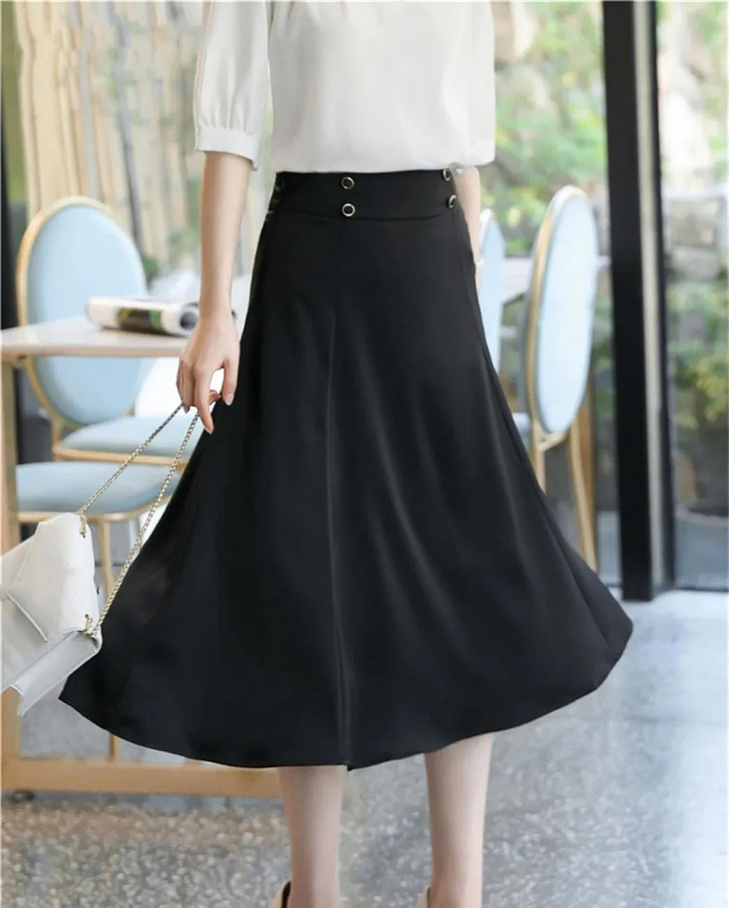 Womens Elegante High Waisted Casual A-Line Long Skirts Summer Beach Party Pleated Maxi Skirts