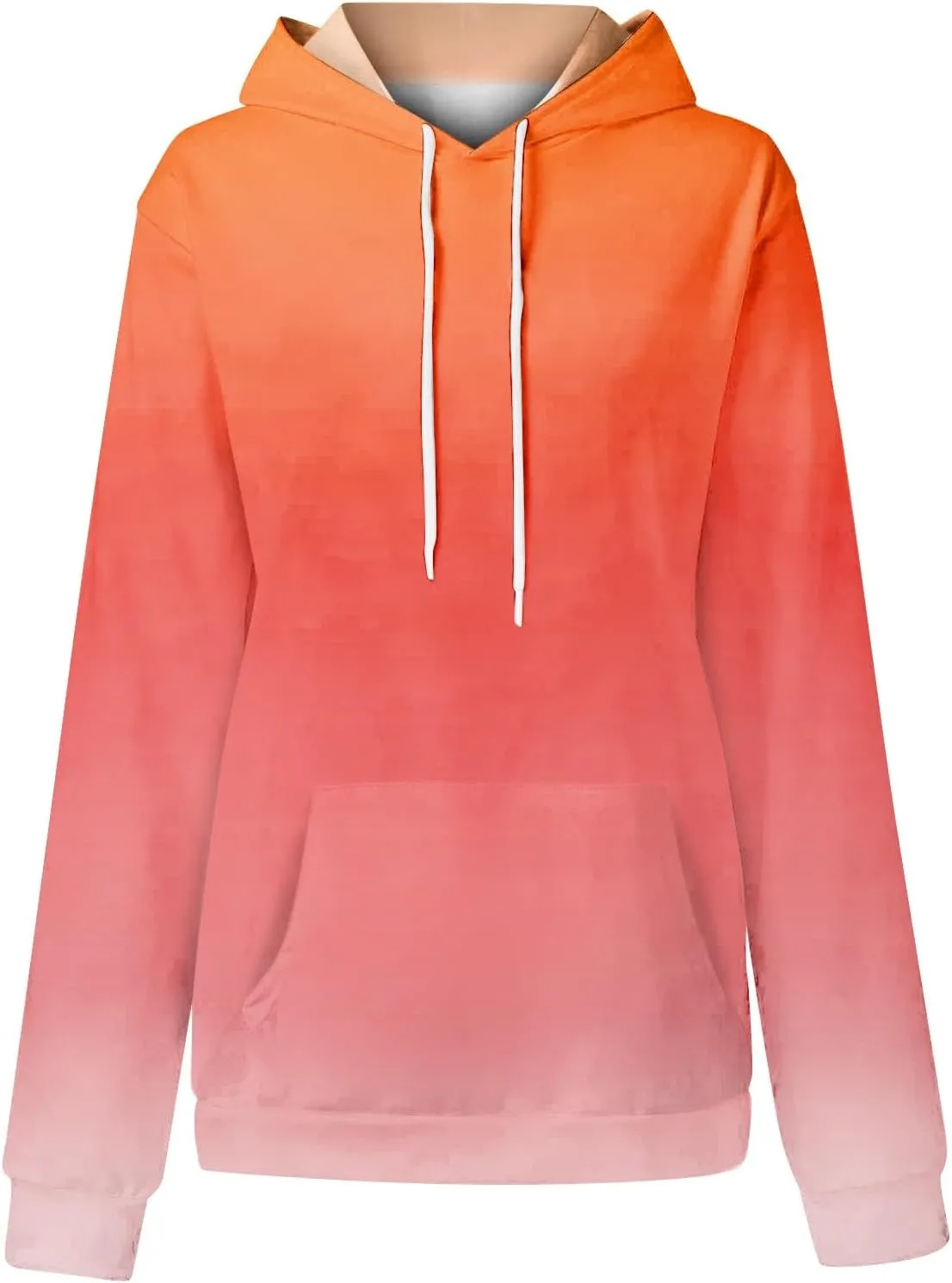 Womens Fall Fashion Hoodies Long Sleeve Hooded Drawstring Sweatshirt Gradient Printed Graphic Daily Pullover Tops
