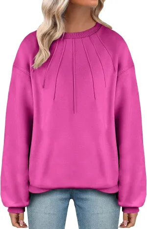 Women's Fashion Hoodies Loose Casual Solid Color Long Sleeve Oversized Pullover Sweatshirts Fall Dressy Business Tops