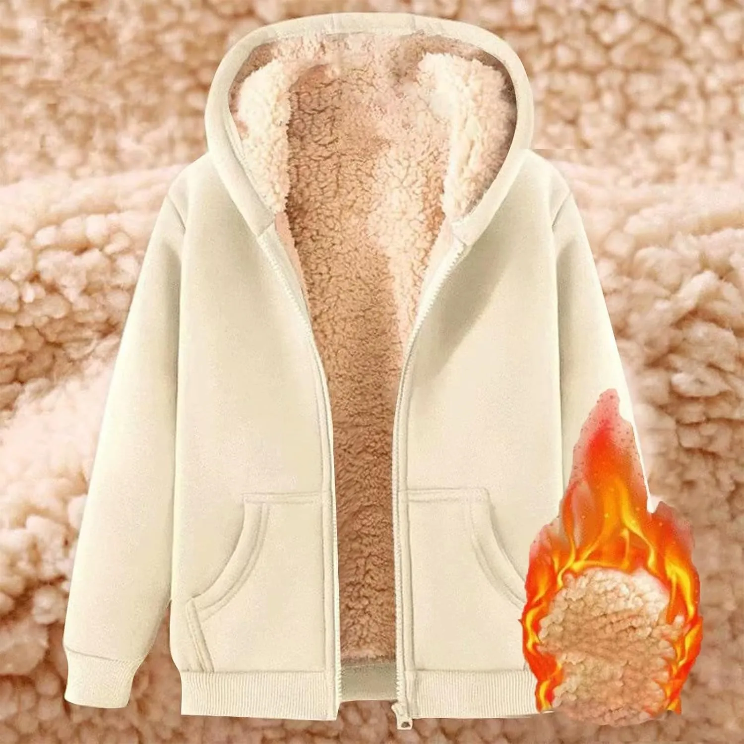 Women's Fleece Hoodie Zip Up Sherpa Lined Warm Winter Hooded Sweatshirt for Women with Pocket Fleece Jacket Women
