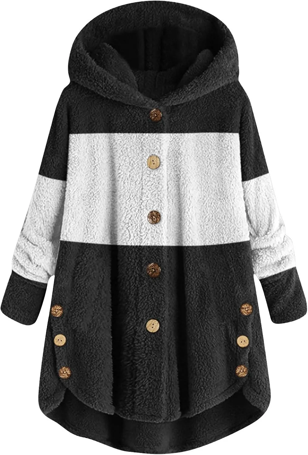 Womens Fleece Sherpa Hoodie Winter Warm Fuzzy Jacket Coats Outerwear with Pocket OverSize Pullover Hoodies