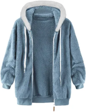 Women’S Fleece Sweatshirt Jacket Zipper Pocket Top Long Sleeve Spring And Autumn Sweatshirt Fashion Fleece Jackets