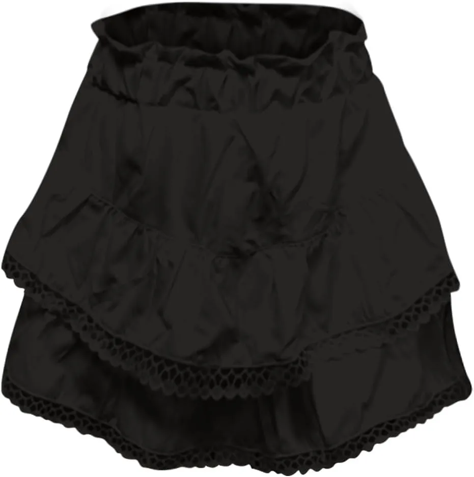 Womens Flowy Skirt Elastic High Waisted Pleated Mini Skirts Summer Casual Tiered Ruffle Skirt Lace Trim Boho Skirts