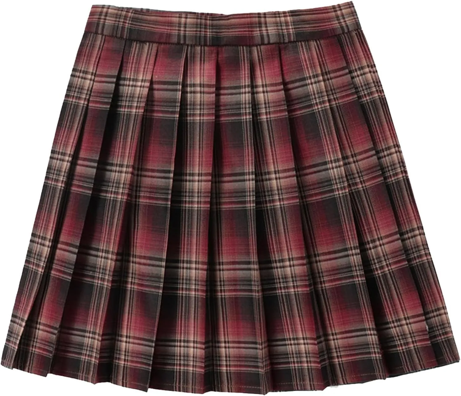 Womens Girl High Waisted Pleated Tennis Skirt School A-Line Skirts Mini Plaid Skirt