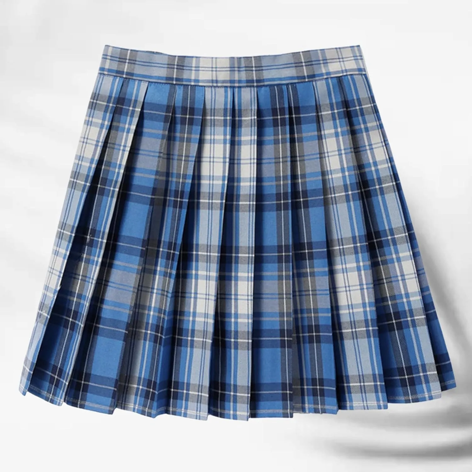 Womens Girl High Waisted Pleated Tennis Skirt School A-Line Skirts Mini Plaid Skirt