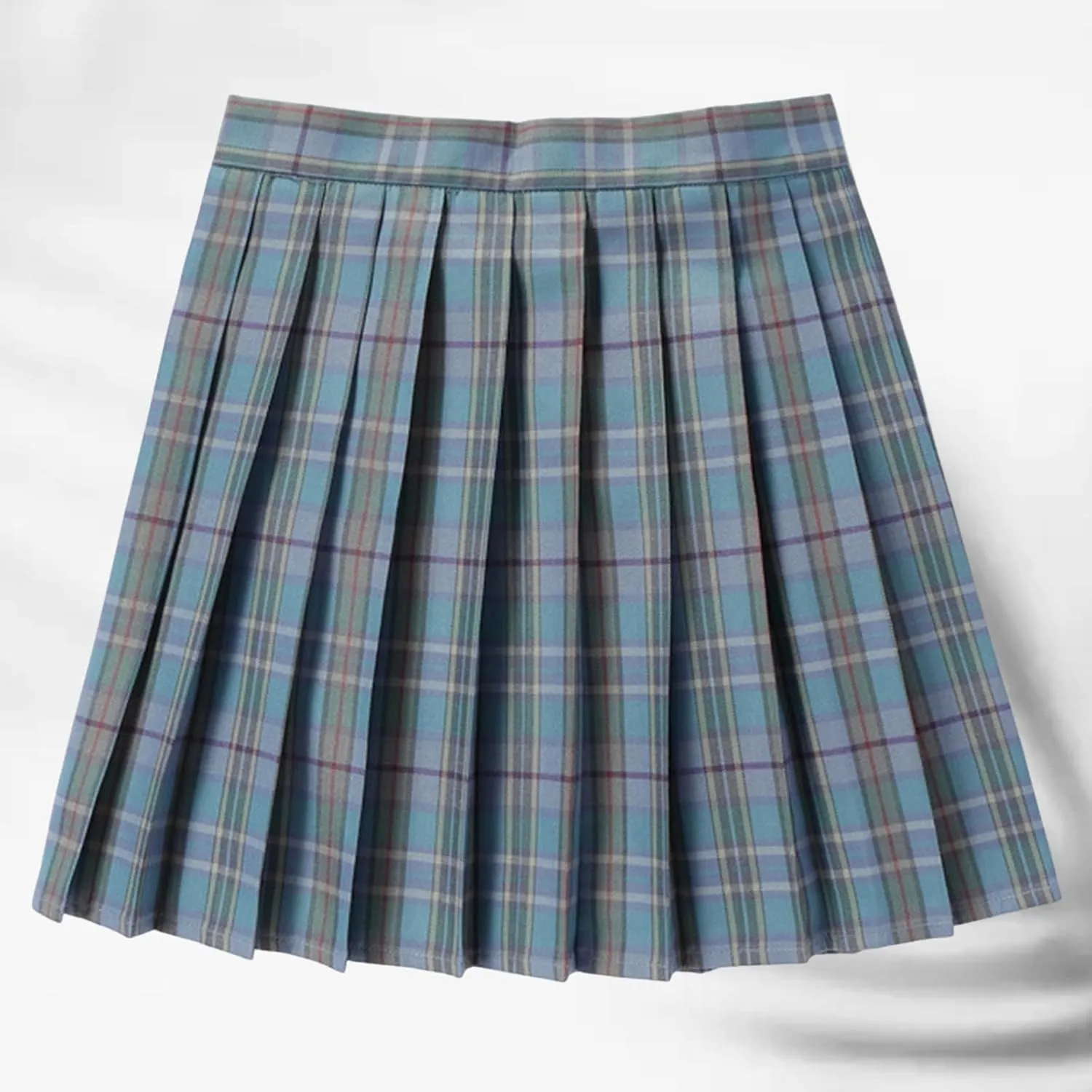 Womens Girl High Waisted Pleated Tennis Skirt School A-Line Skirts Mini Plaid Skirt
