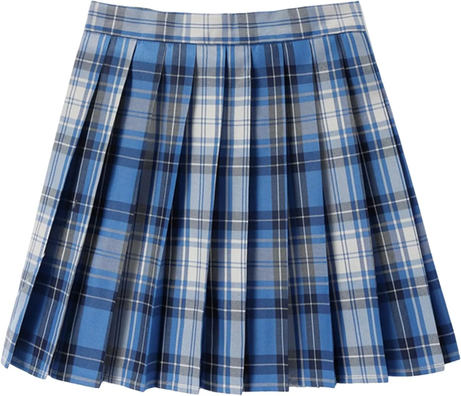 Womens Girl High Waisted Pleated Tennis Skirt School A-Line Skirts Mini Plaid Skirt