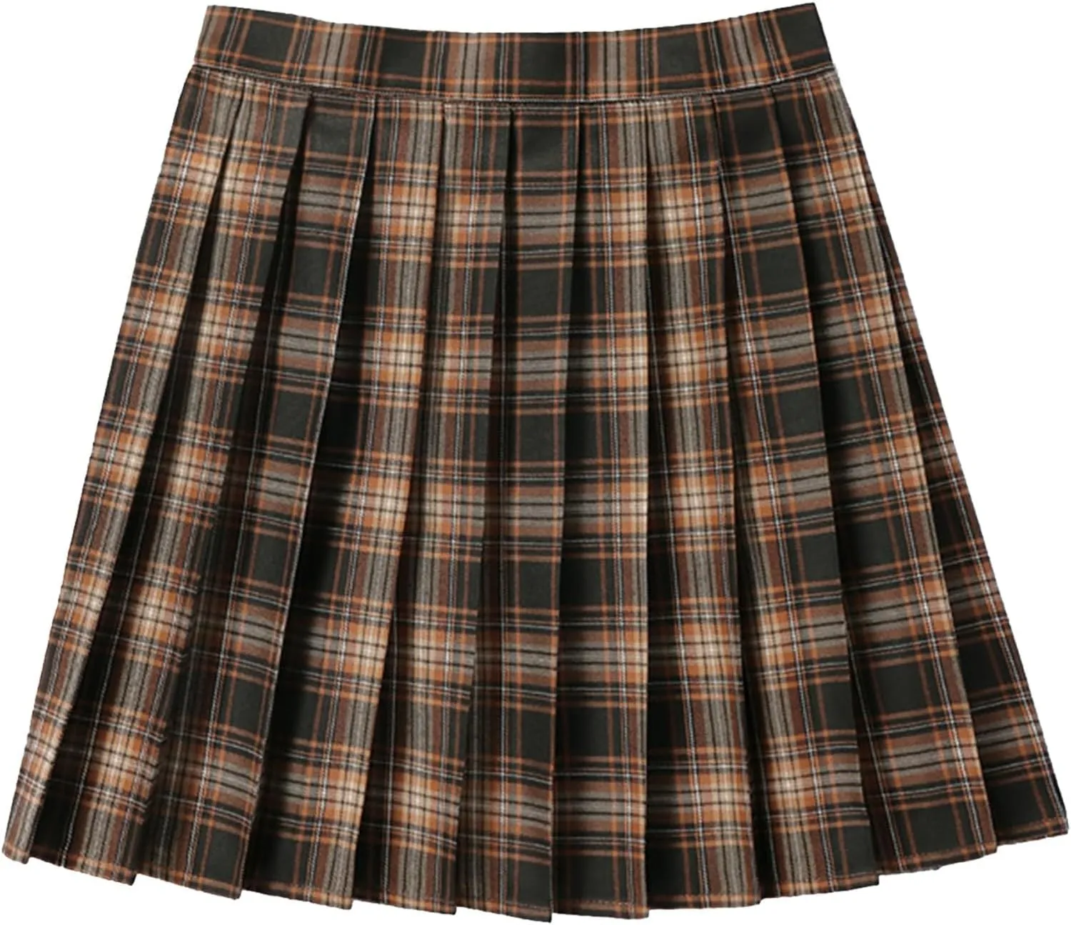 Womens Girl High Waisted Pleated Tennis Skirt School A-Line Skirts Mini Plaid Skirt