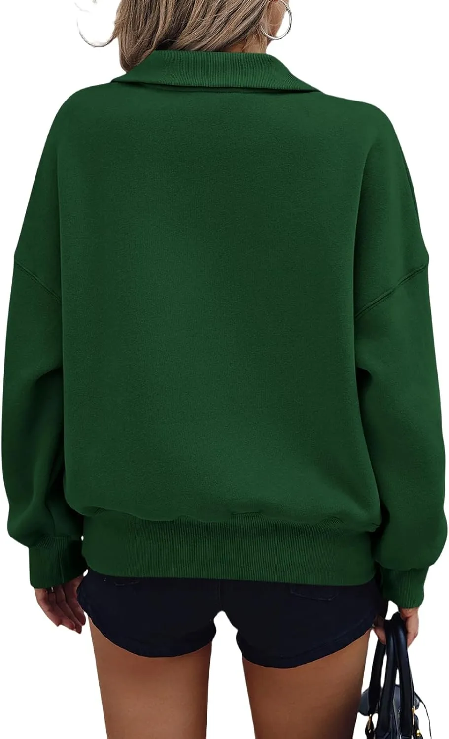 Womens Half Zip Sweatshirt Fleece Oversized Cropped Sweatshirt Long Sleeve Pullover Tops Fall Winter Outfits Clothes