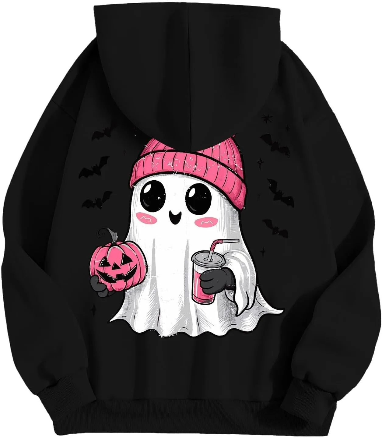 Womens Halloween Sweatshirt Cute Ghost Graphic Hoodies Funny Spooky Pumpkin Face Tops Fall Season Sweatshirts Clothes
