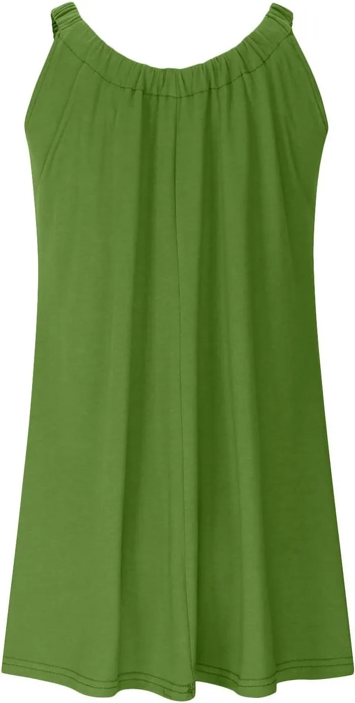 Womens Hawaiian Dresses Retro Classic Scoop Neck Tank Mini Beach Dress Summer Casual Cover Ups for Women