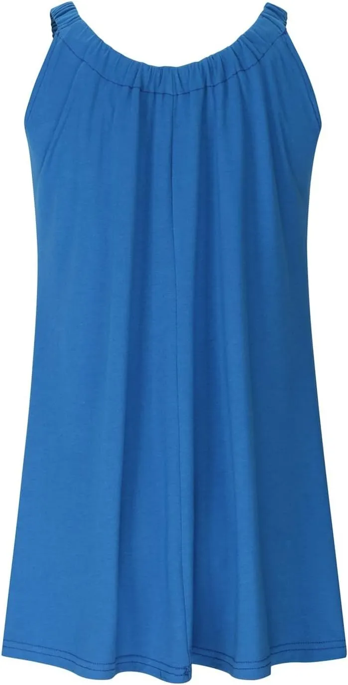 Womens Hawaiian Dresses Retro Classic Scoop Neck Tank Mini Beach Dress Summer Casual Cover Ups for Women