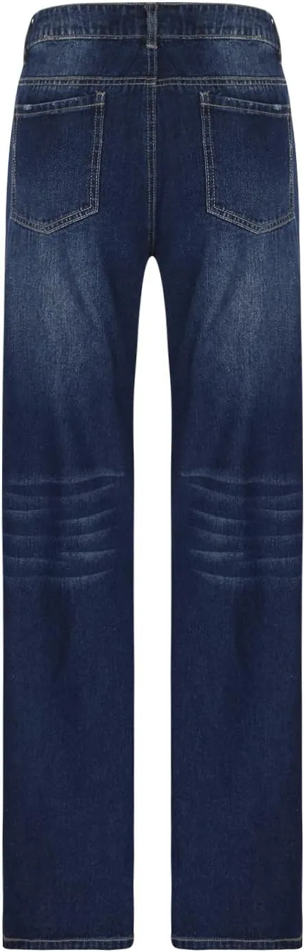 Womens High Waist Ripped Jeans Stretch Baggy Boyfriend Denim Pants Distressed Straight Leg Casual Loose Fit Jeans