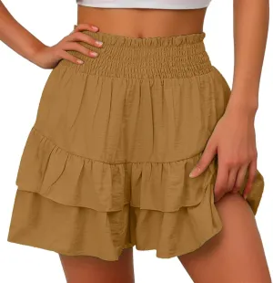 Women's High Waist Ruffle Mini Skirt Cute Flowy Beach Pleated Short Skirt 2025 Summer Fashion Trendy Skorts