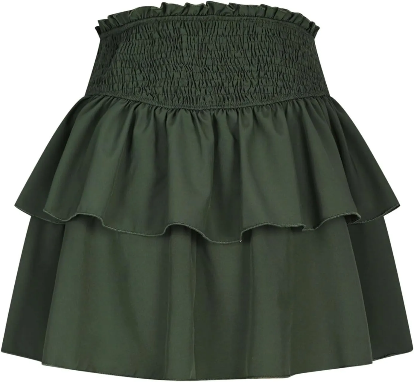 Women's High Waisted Active Short Skirts Layered Ruffle Pleated Stretch Waist Gym Workout Mini Skirt