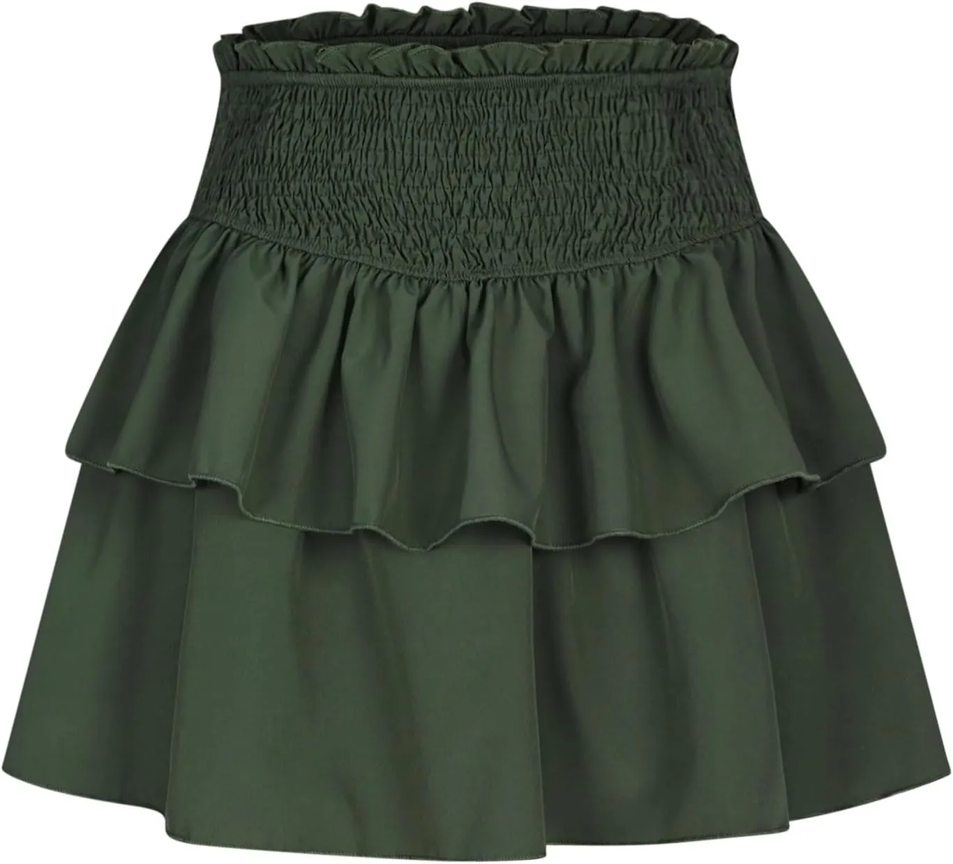 Women's High Waisted Active Short Skirts Layered Ruffle Pleated Stretch Waist Gym Workout Mini Skirt