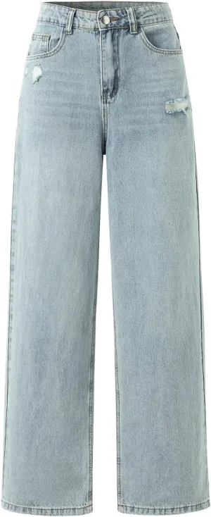Women's High Waisted Distressed Loose Boyfriends Baggy Jeans