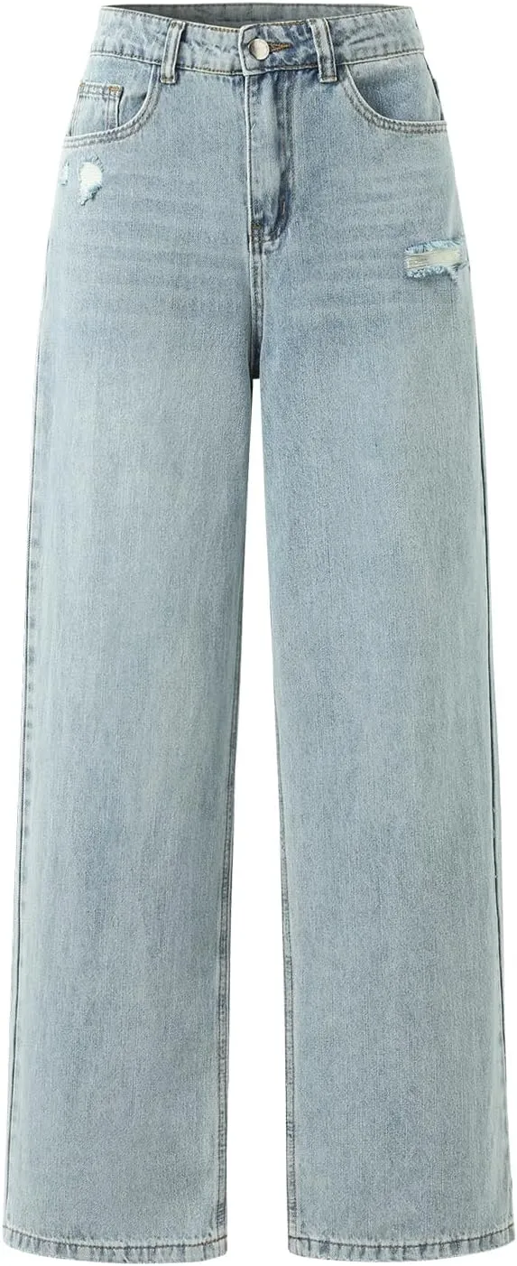 Women's High Waisted Distressed Loose Boyfriends Baggy Jeans