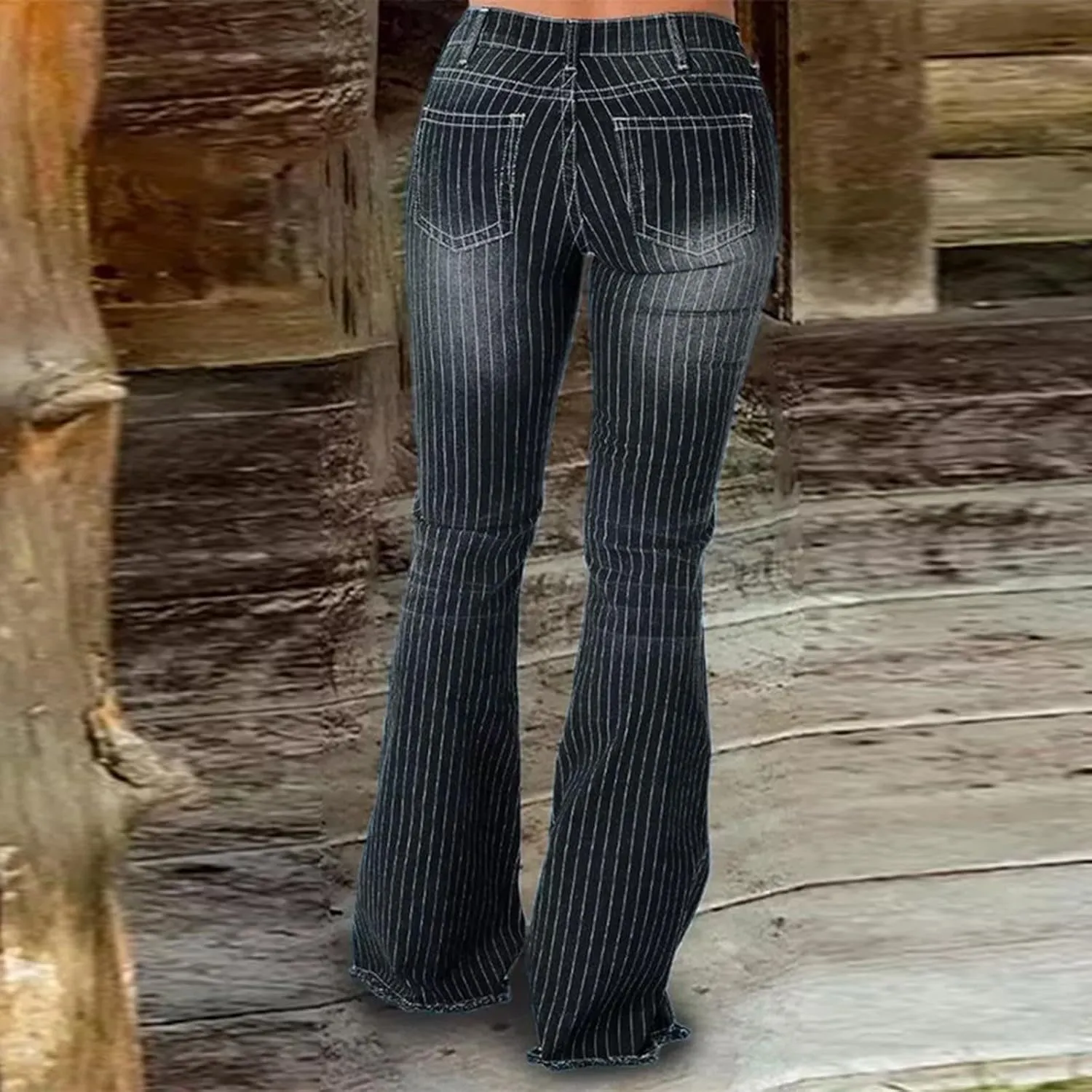 Womens High Waisted Flare Jeans Casual Wide Leg Bell Bottom Jeans for Women Retro Stretch Curvy Bootcut Denim Pants