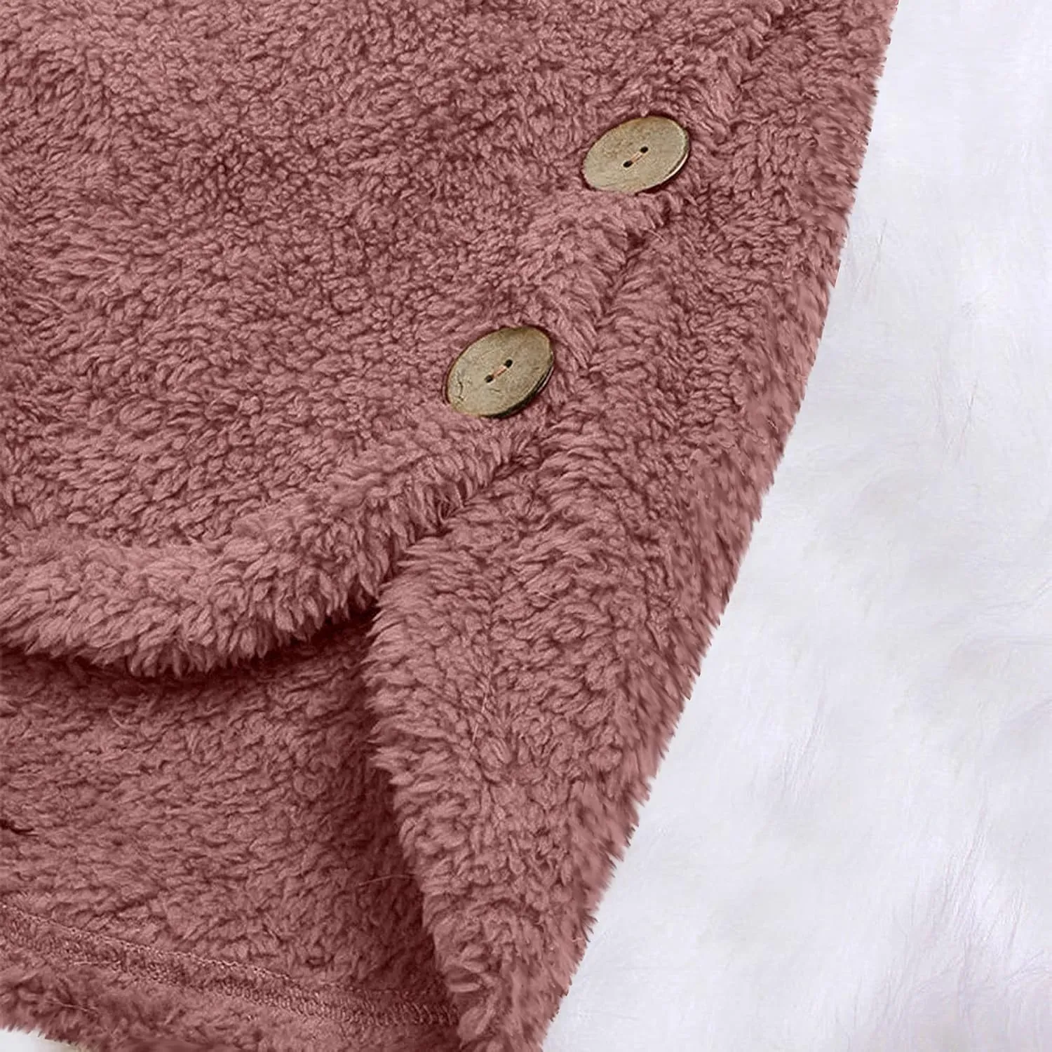 Women's Long Sleeve Hoodies Coat Cat Ear Cap Plush Tops Casual Loose Plus Size Button Stitching Pullover Sweaters