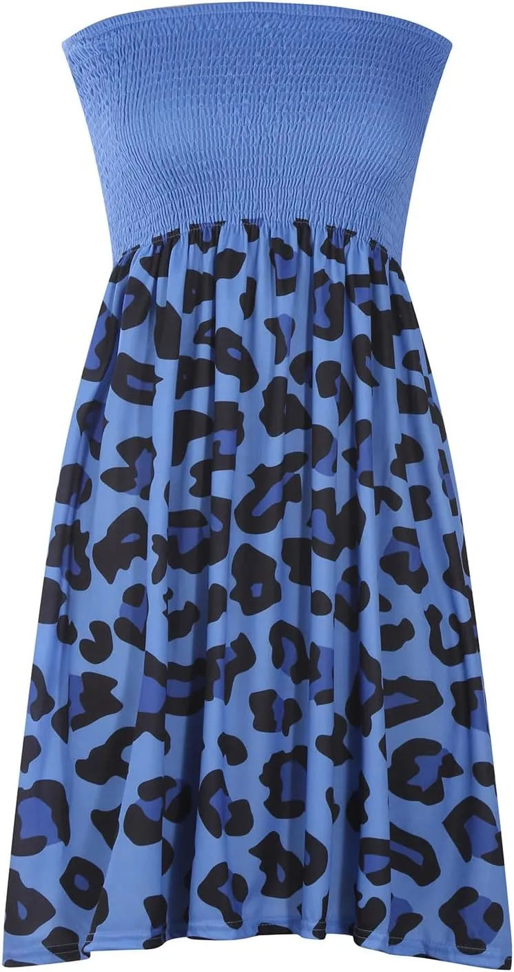 Women's Off Shoulder Dress Fashion Floral Print Pleated Short Dress Summer Beach Holiday Dress Boho Dress