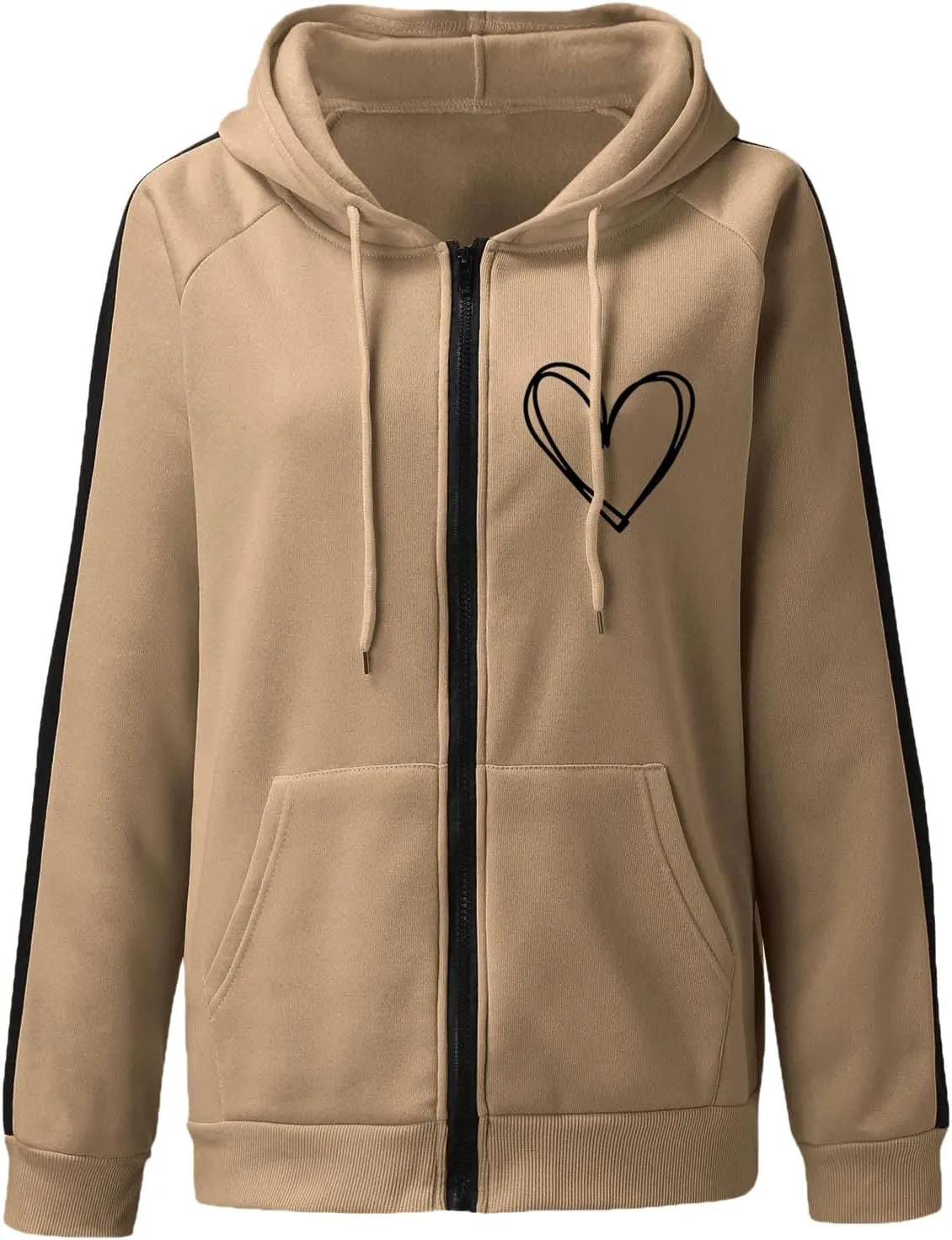 Women's Oversized Hoodies Fashion Long Sleeve Drawstring Hooded Full Zip Up Jackets Autumn Workout Open Front Blazer