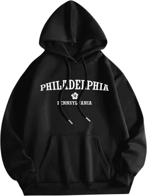 Womens Oversized Hoodies Trendy Sweatshirts Long Sleeve O Neck Printed Top Pullover Fall Outfits Hoodie 2024