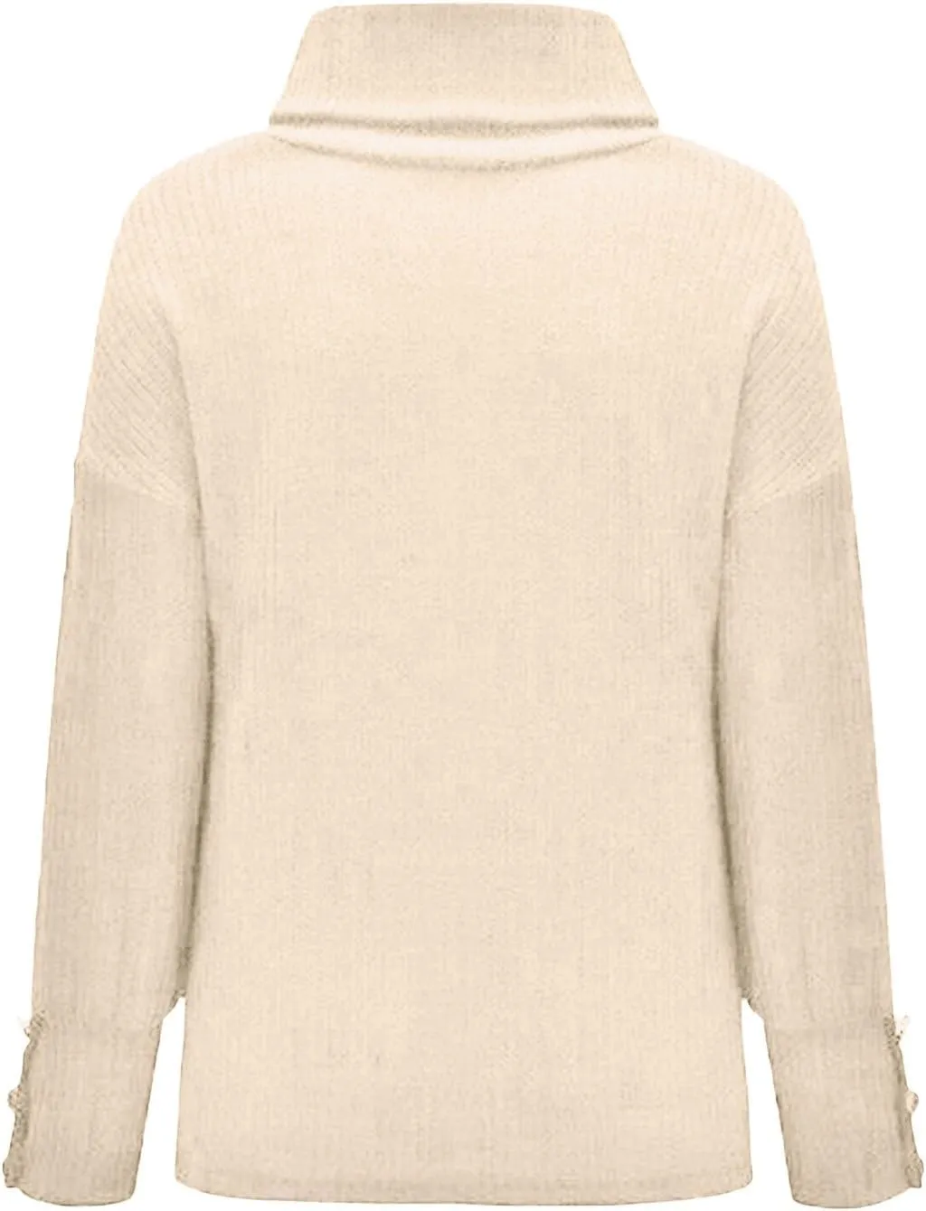 Women's Oversized Turtleneck Sweaters Fall 2024 Dressy Casual Ribbed Knit Button Long Sleeve Pullover Sweater