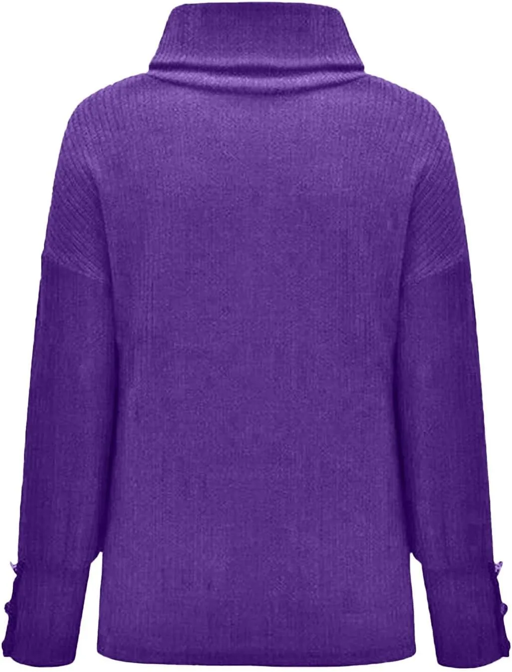Women's Oversized Turtleneck Sweaters Fall 2024 Dressy Casual Ribbed Knit Button Long Sleeve Pullover Sweater