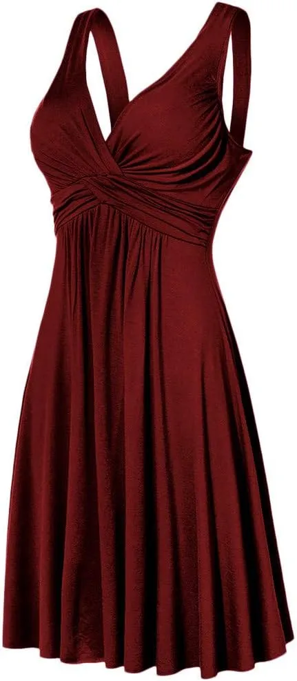 Womens Pleated Plus Strap Skirt Sundress Retro V Neck Slim Fit Vintage Dresses Pretty Garden Dresses for Women 2025