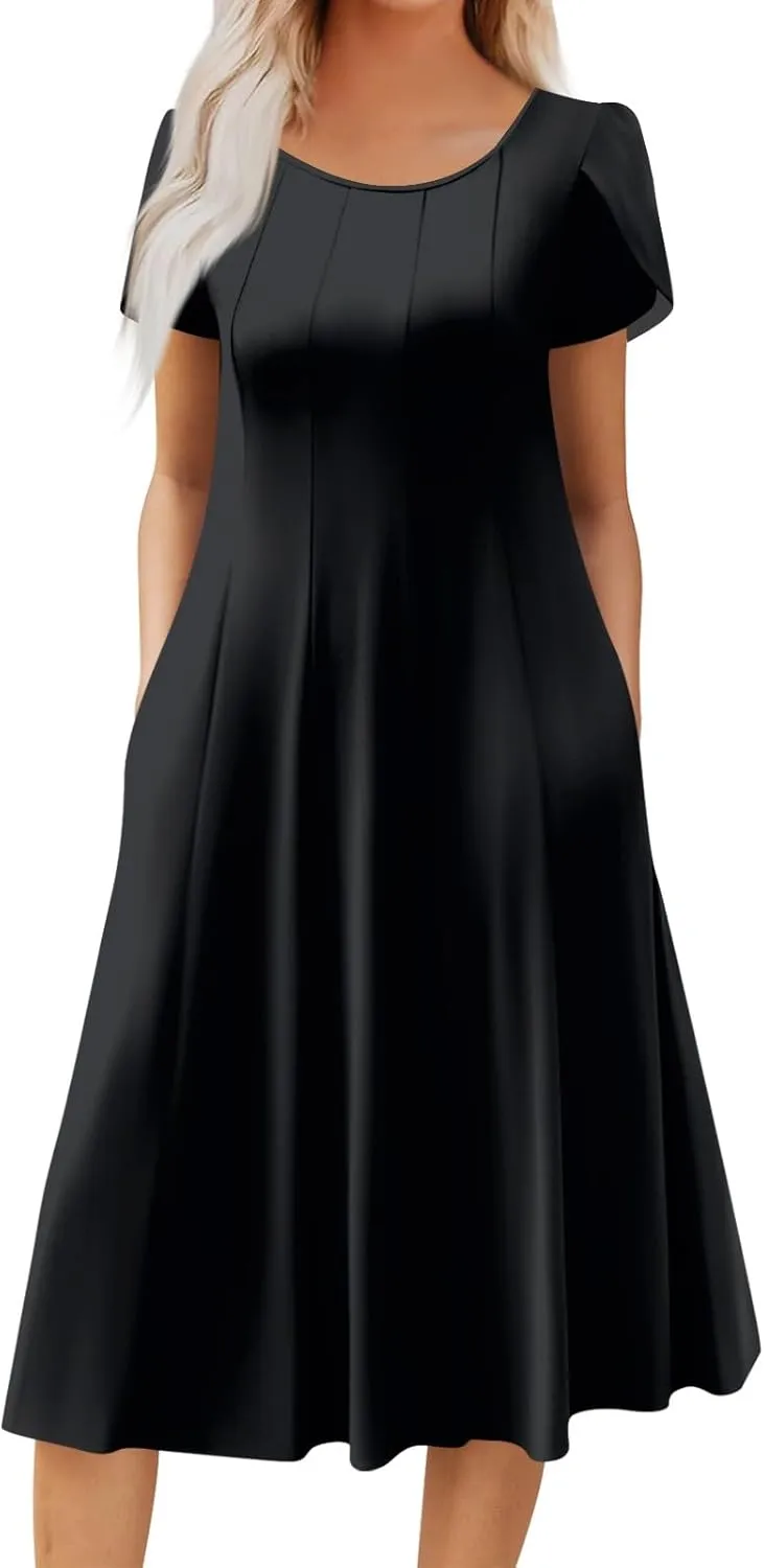 Women's Plus Size Maxi Dresses for Curvy Women Summer Short Sleeve Casual 2025 Long Dress XL-3XL