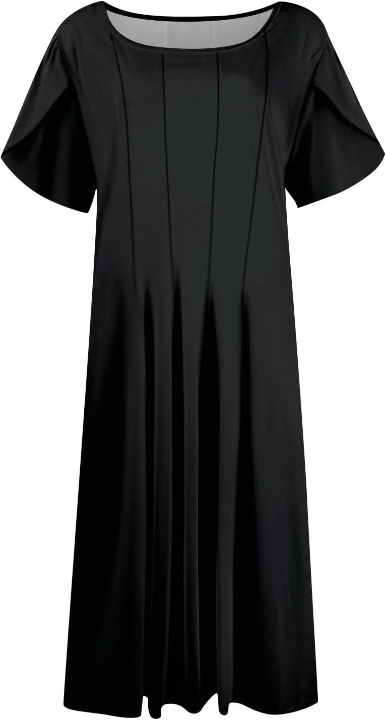 Women's Plus Size Maxi Dresses for Curvy Women Summer Short Sleeve Casual 2025 Long Dress XL-3XL