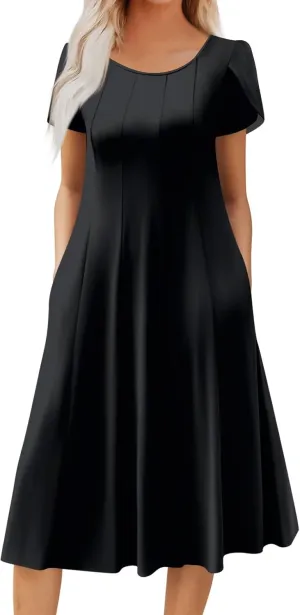 Women's Plus Size Maxi Dresses for Curvy Women Summer Short Sleeve Casual 2025 Long Dress XL-3XL