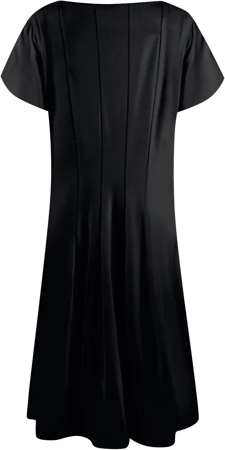 Women's Plus Size Maxi Dresses for Curvy Women Summer Short Sleeve Casual 2025 Long Dress XL-3XL