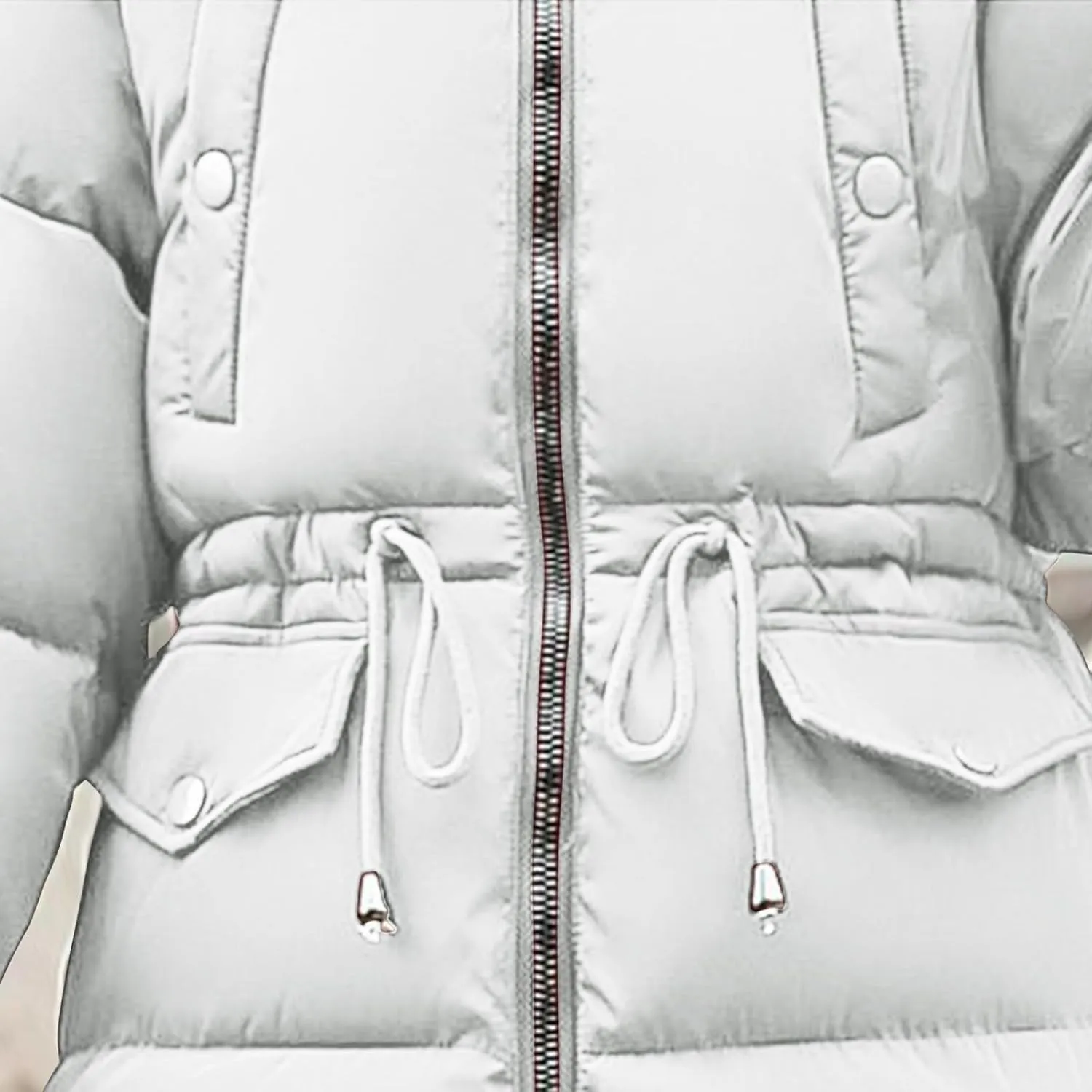 Womens Puffer Coat with Fur Hood Thicken Warm Long Quilted Down Jackets Plus Size Full Zip Windproof Parka Outerwear