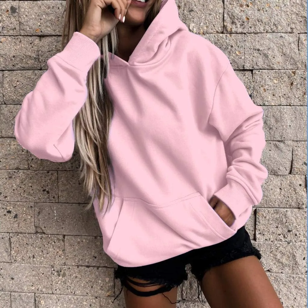 Women's Pullover Hoodies Tops Casual Button Down Long Sleeve Sweatshirts with Pockets 2024 Fall Trendy Clothes