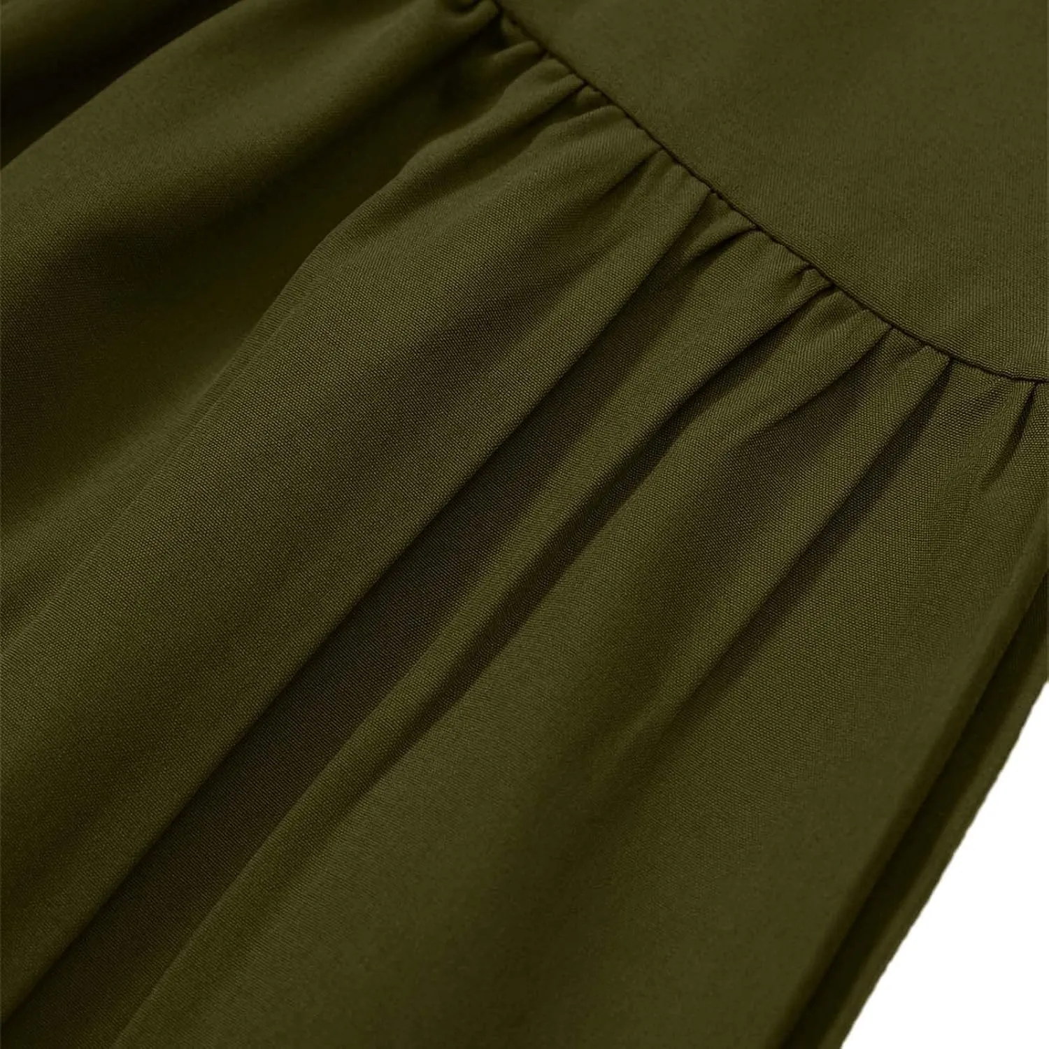 Womens Skirts for Summer Vacation Casual High Elastic Waist Drawstring Ruffles Tummy Control A-Line Loose Midi Skirts