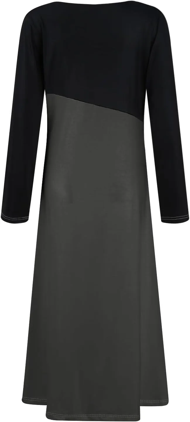 Womens Spring Dresses 2025 V Neck Long Sleeve Midi Vacation Cute Modest Ladies Cruise Holiday Dress