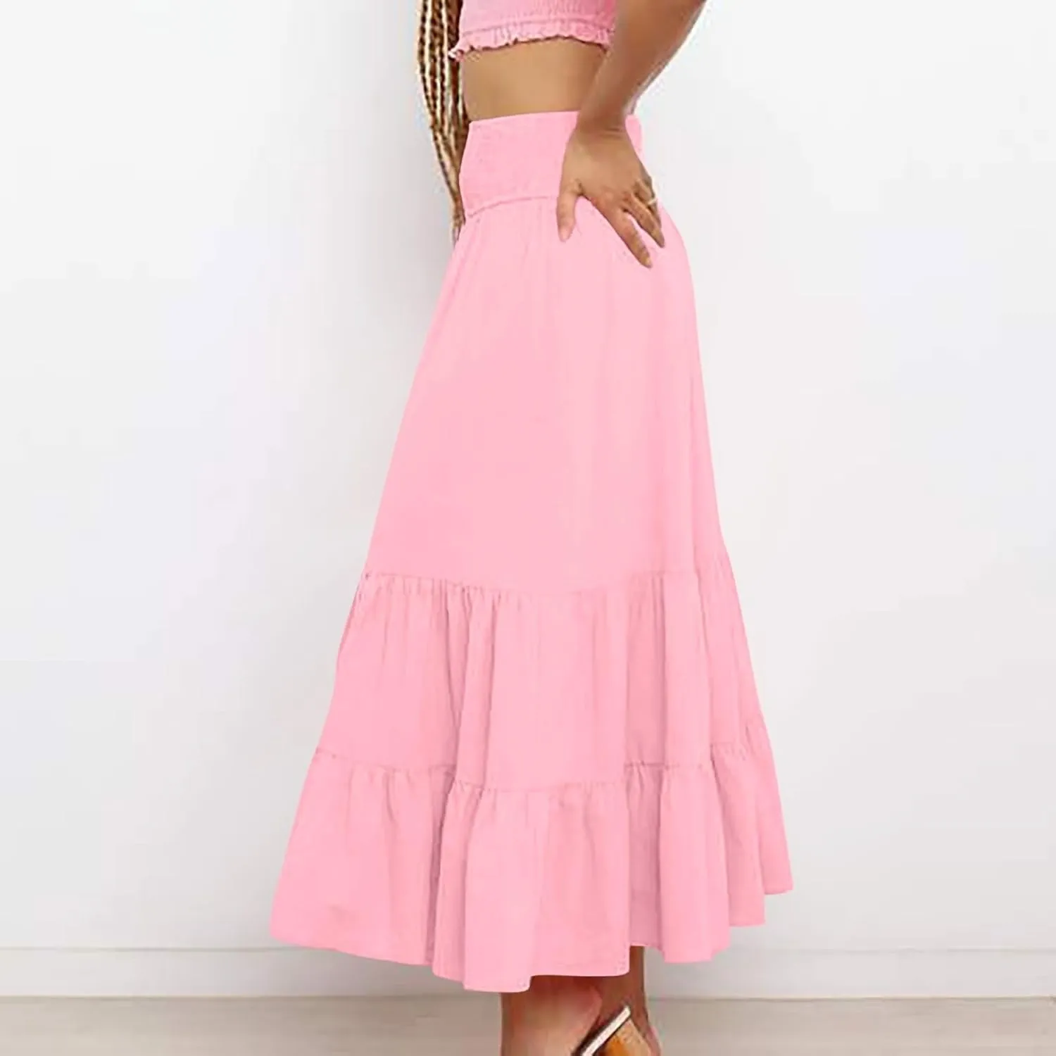 Women's Summer Bohemian Maxi Skirt High Waist Flowy A-Line Skirt for Women 2025