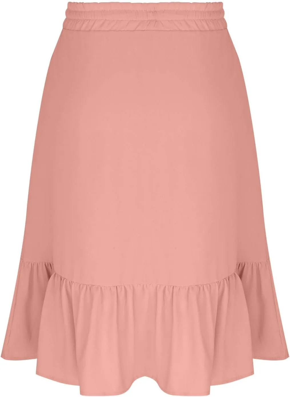 Women's Summer Skirt Fashion Tiered Flowy Skirts with Pockets Casual Solid Drawstring Waist Ruffle Hem Short Skirt