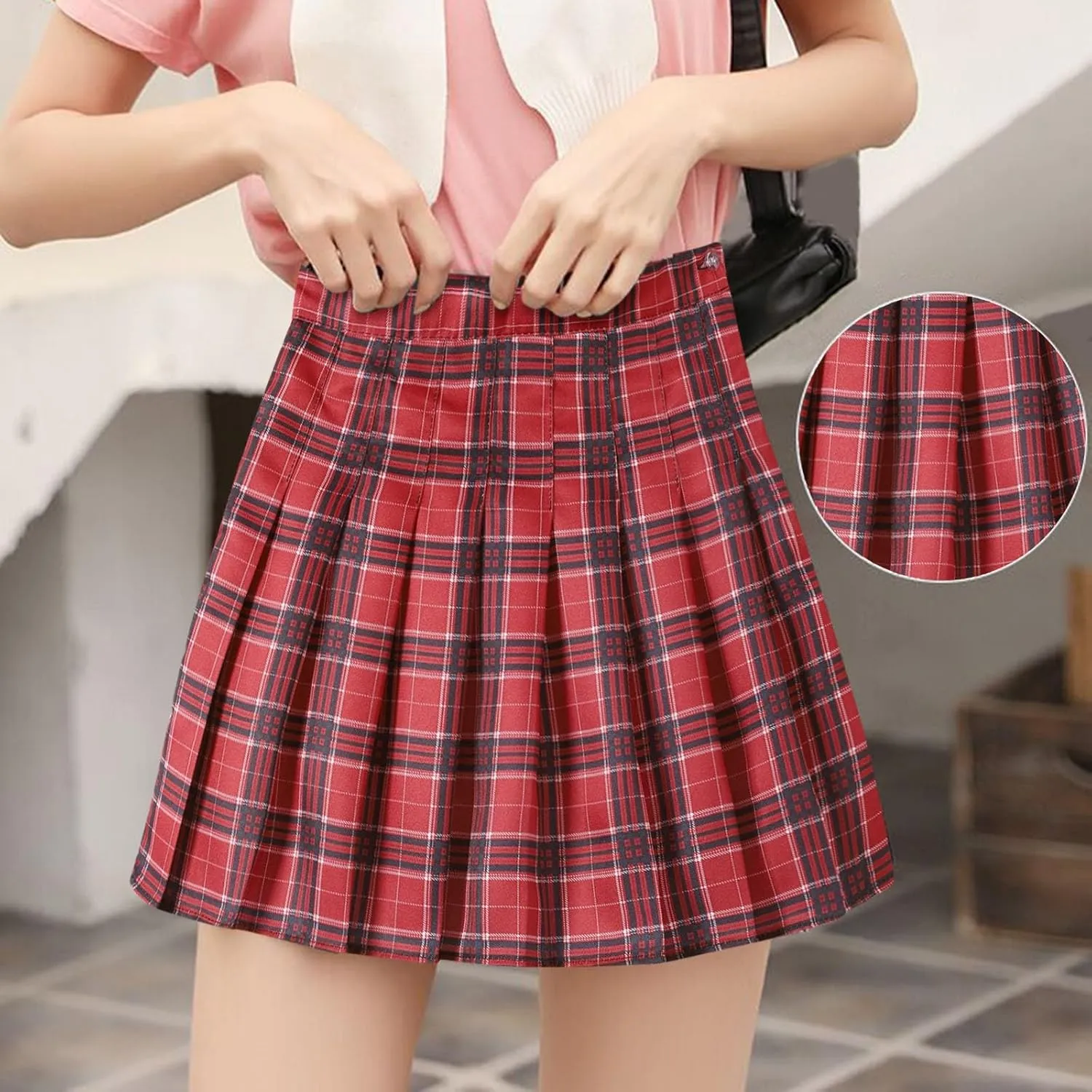 Womens Summer Skirts High Waist Trendy Plaid Pleated Y2K A-Line Uniform Cheer Mini Skirts for Girls 2025 Streetwear