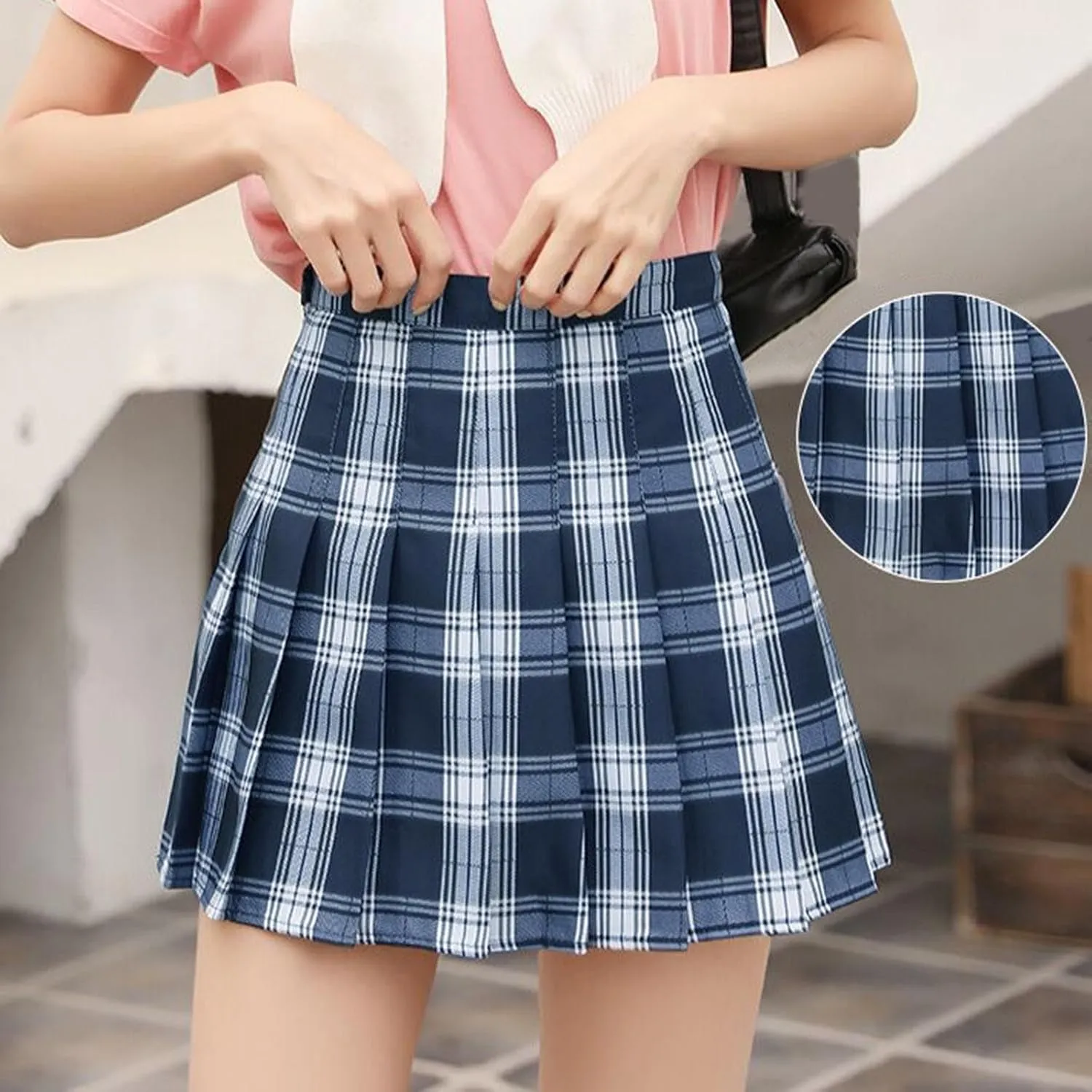 Womens Summer Skirts High Waist Trendy Plaid Pleated Y2K A-Line Uniform Cheer Mini Skirts for Girls 2025 Streetwear