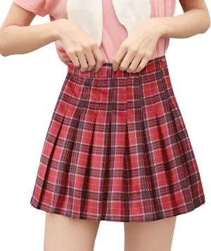 Womens Summer Skirts High Waist Trendy Plaid Pleated Y2K A-Line Uniform Cheer Mini Skirts for Girls 2025 Streetwear
