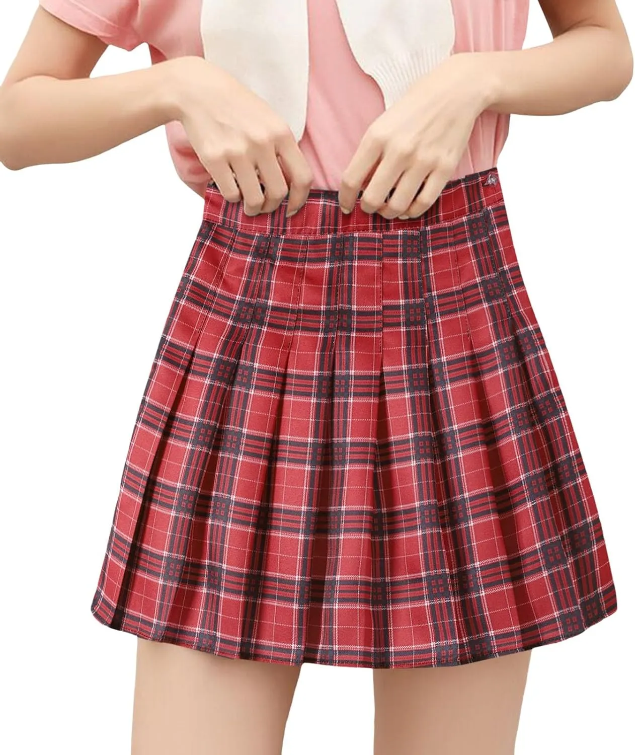 Womens Summer Skirts High Waist Trendy Plaid Pleated Y2K A-Line Uniform Cheer Mini Skirts for Girls 2025 Streetwear