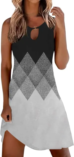 Womens Sundresd Sun Dresses for Women 2025 Vacation Beach Casual Summer Sundresses Sleeveless Tank Short Boho Dress