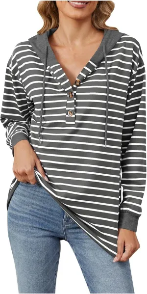 Womens Sweatshirts and Hoodies Comfy Trendy Patchwork Pullover Shirts Loose Button Up Casual Tunic Tops Fall Fashion