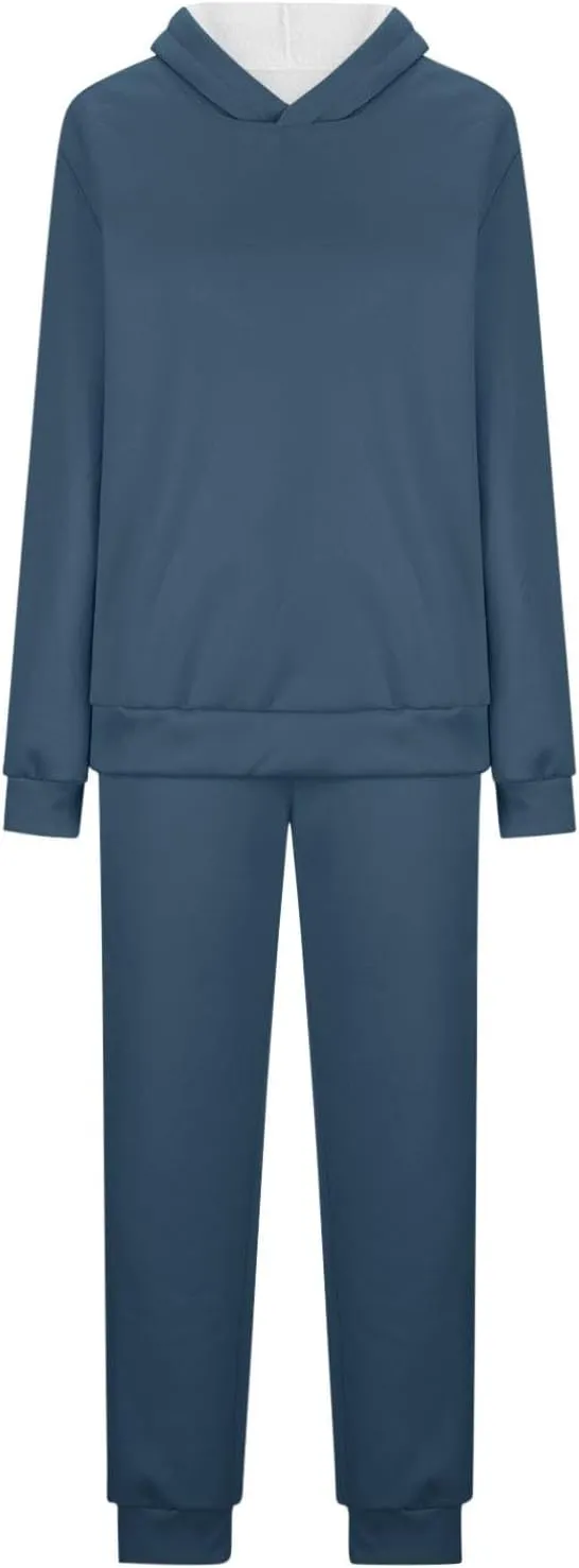 Womens Sweatsuits 2 Piece Set Winter Fleece Sherpa Lined Hoodie Sweatshirt and Long Pants Tracksuit Casual Warm Sets