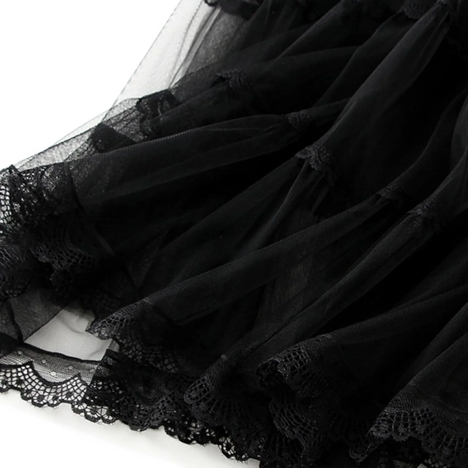 Women's Tulle Skirt Fairy Elastic Waist Layered A-Line Midi Ruffle Mesh Skirt Long Skirt