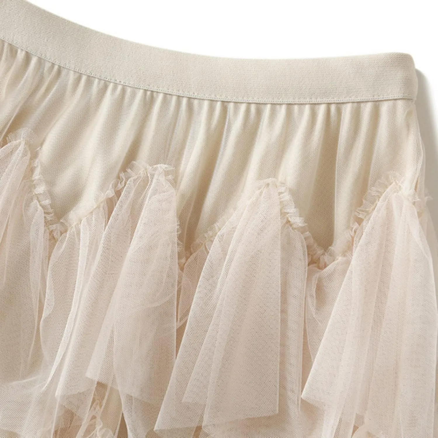 Women's Tulle Skirt Fairy Elastic Waist Layered A-Line Midi Ruffle Mesh Skirt Long Skirt