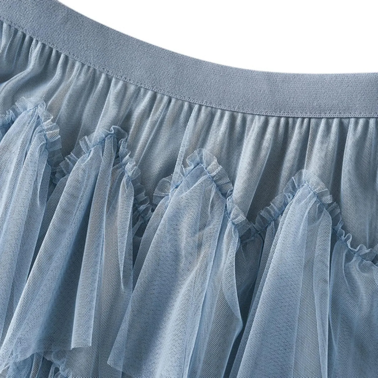 Women's Tulle Skirt Fairy Elastic Waist Layered A-Line Midi Ruffle Mesh Skirt Long Skirt